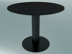 Dining table In Between (SK11, Ø90cm, H 73cm, Matt Black, Black stained oak)