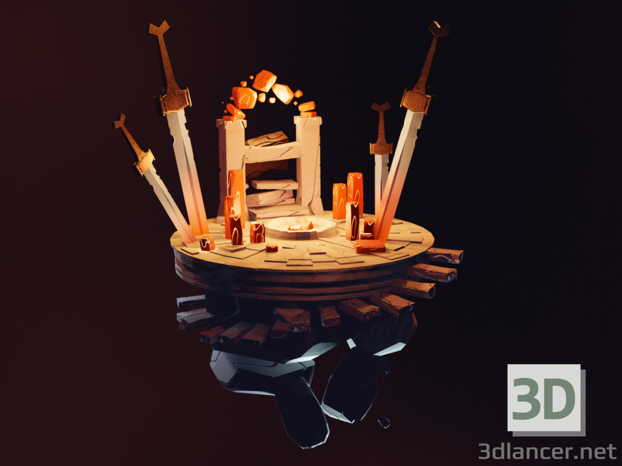 3d Fire swords model buy - render