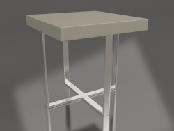 Mesa auxiliar, acabado lacado gris-beige brillante, acero pulido (50x50x50 cm)