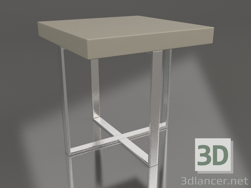 modello 3D Tavolino, finitura laccata grigio-beige lucida, acciaio lucido (50x50x50 cm) - anteprima