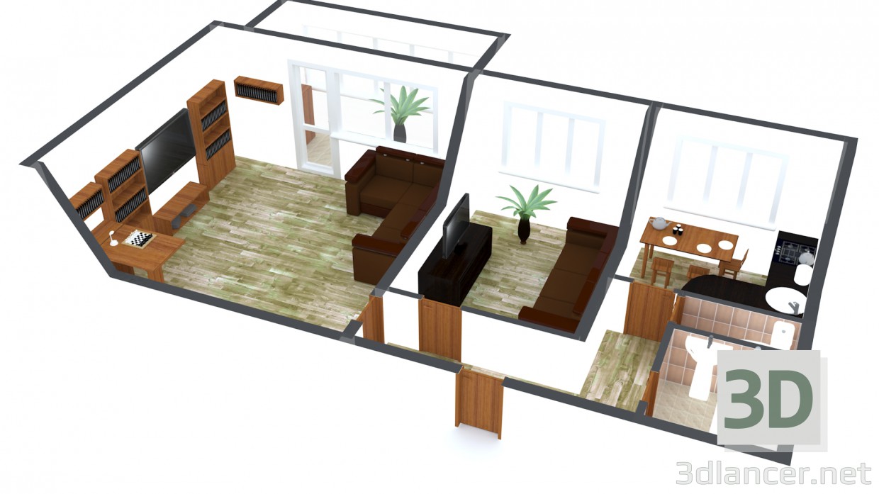 3d model Apartamento - vista previa