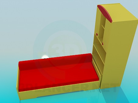 3d model Sofá con gabinete - vista previa