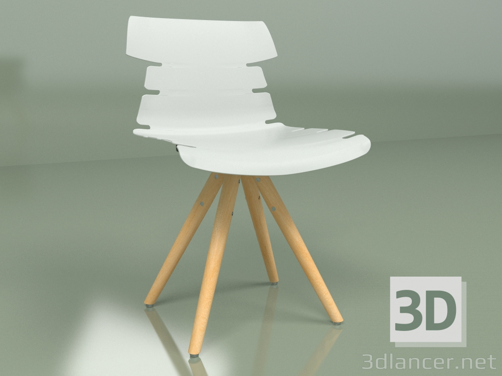 3d model Return chair with wooden legs (white) - preview