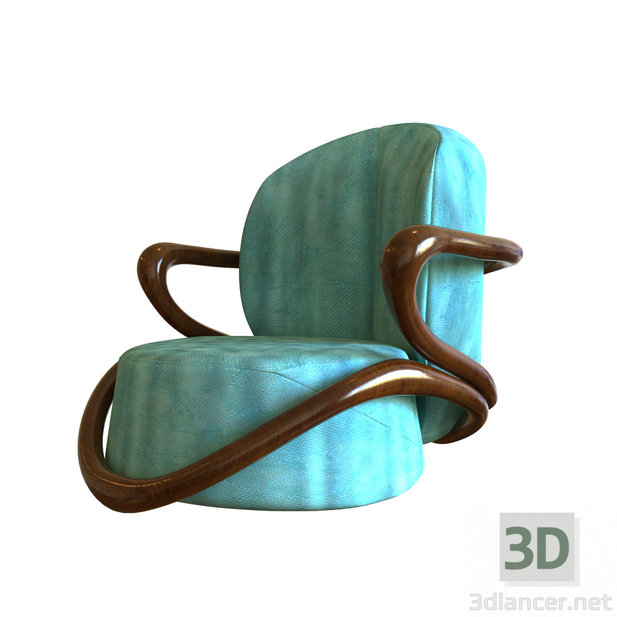 3d model Upholstered armchair made of fabric - preview