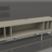 3D modeli TV sehpası, parlak gri-bej lake kaplama, cilalı çelik (200x45x55 cm) - önizleme