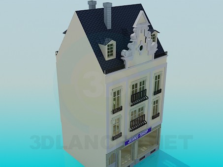 3d model Building with a shop - preview