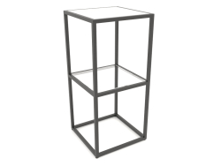 Support console carré (VERRE, 40x40x86, 2 étagères)