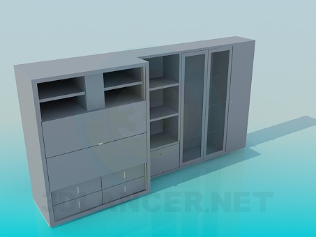 3d model wall unit - preview