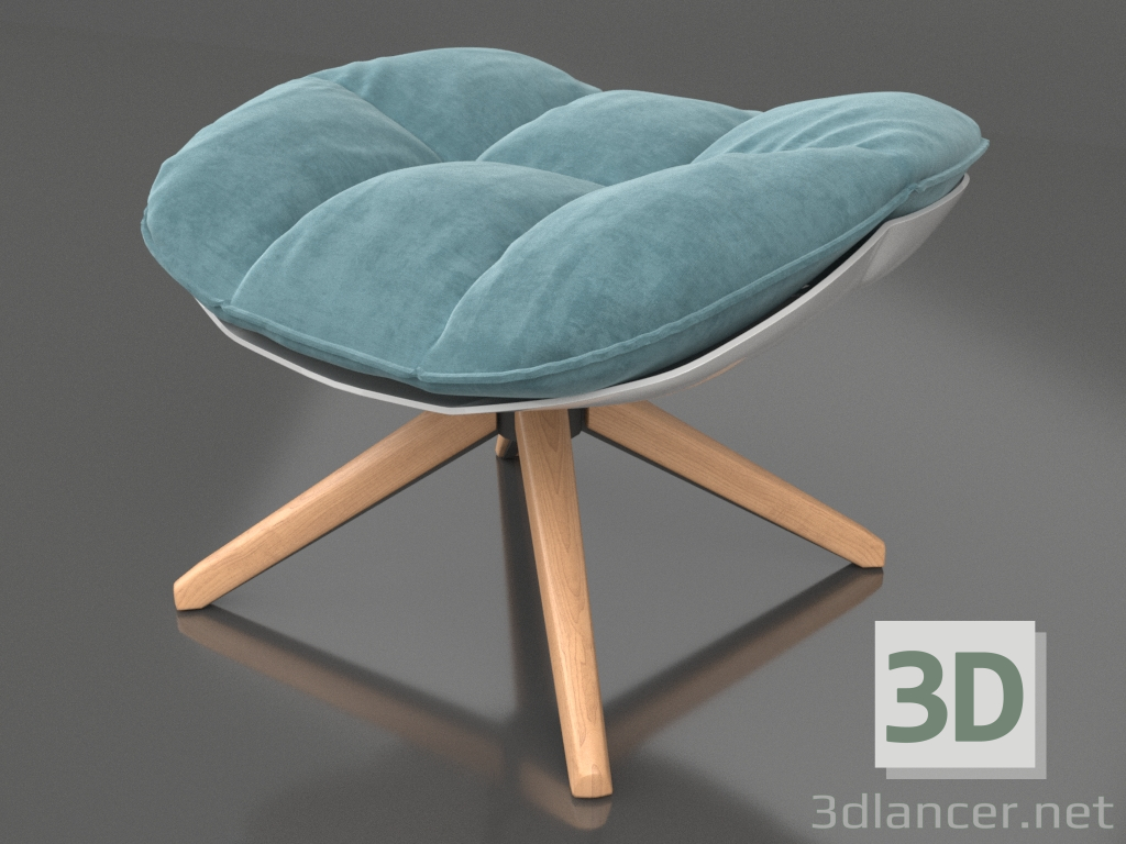 3d model Husk style ottoman (turquoise) - preview