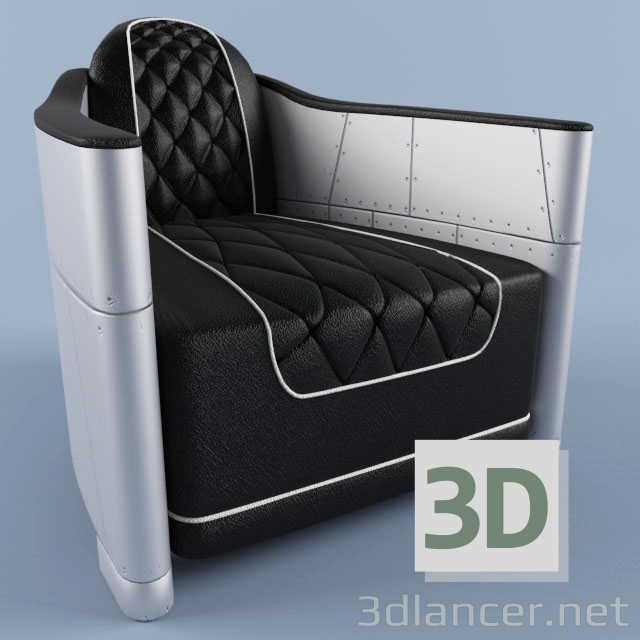 modello 3D di Sedia da club Bentley in pelle grigia e alluminio Rebder comprare - rendering