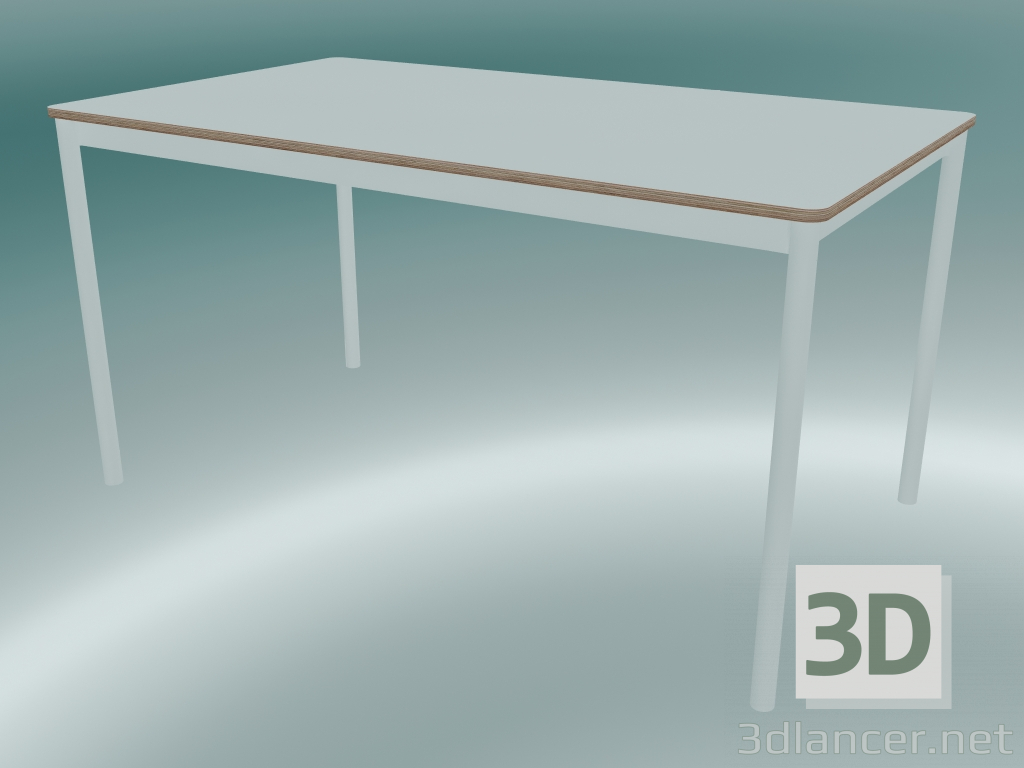 Modelo 3d Mesa retangular Base 140x80 cm (Branco, Contraplacado, Branco) - preview