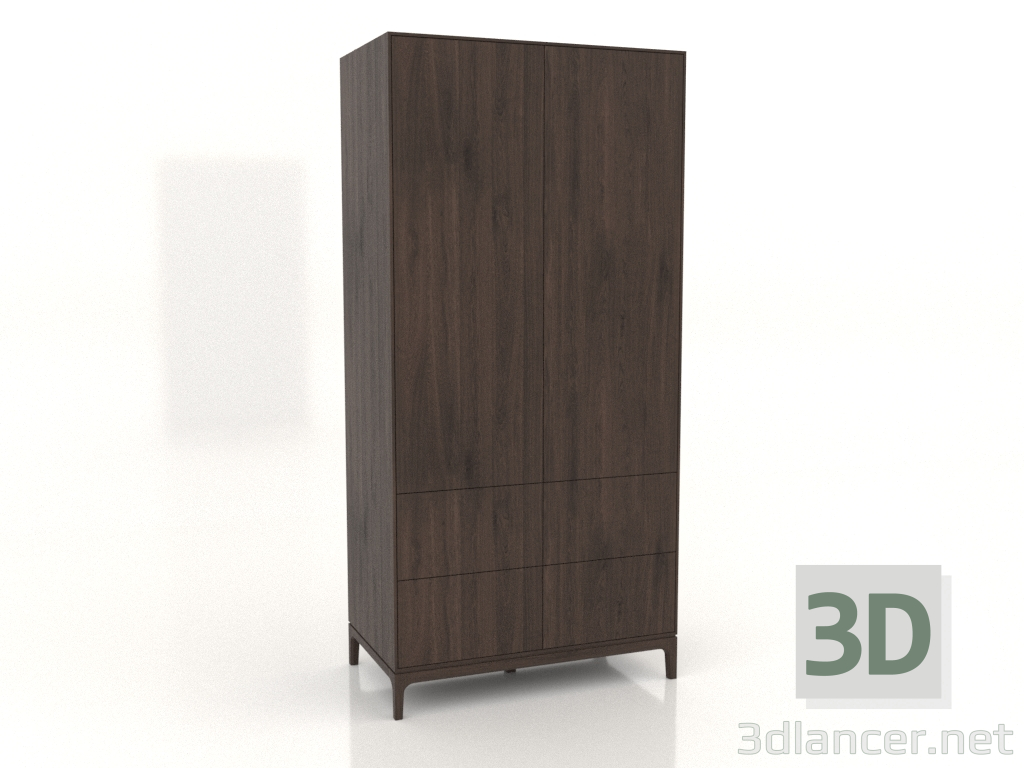 3D modeli Gardırop FARGO 1050x600x2200 mm (koyu meşe, 2 kapı, 4 çekmece) - önizleme