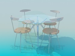 Glass table with chairs