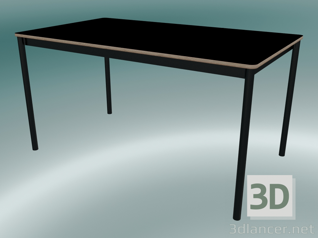 modello 3D Tavolo rettangolare Base 140x80 cm (Nero, Compensato, Nero) - anteprima