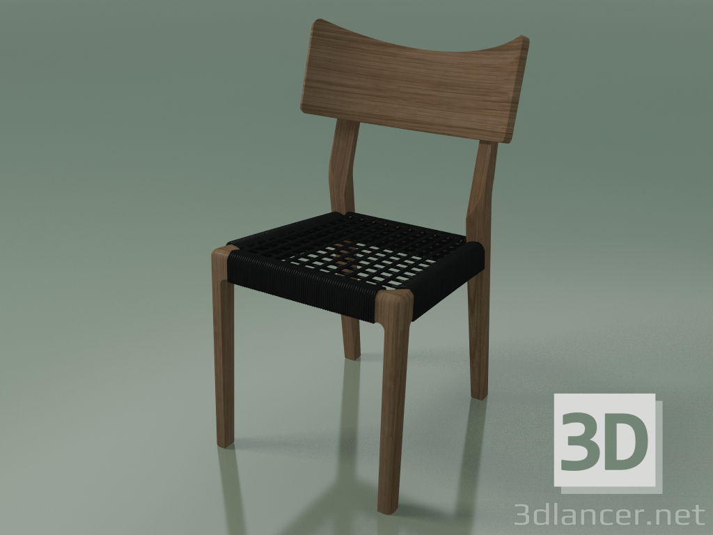 3d model Silla (21, tejido negro, nogal americano lacado natural) - vista previa