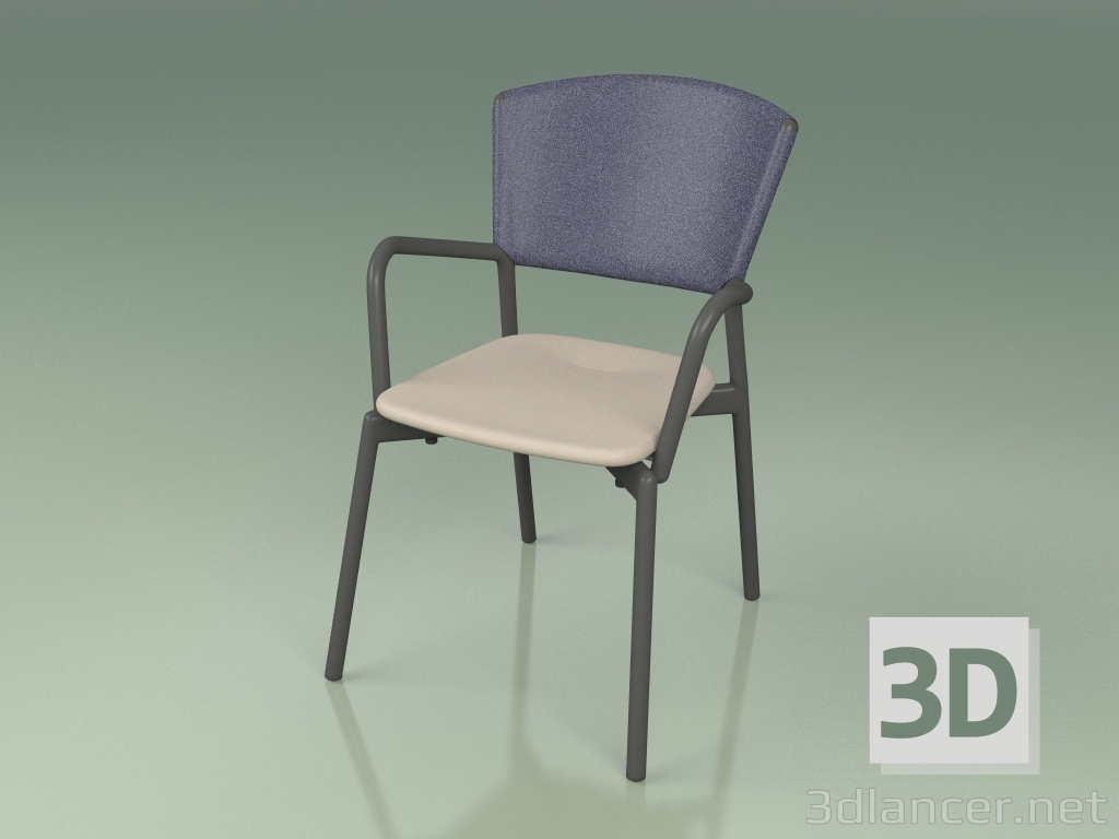 3d model Silla 021 (Metal Ahumado, Azul, Mole de resina de poliuretano) - vista previa