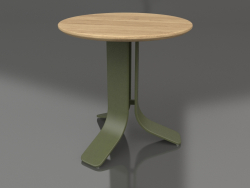 Mesa de centro Ø50 (Verde oliva, madera de Iroko)