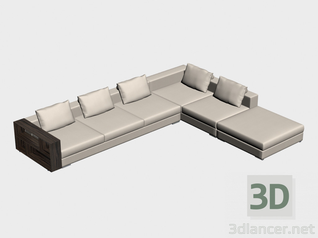 3d model Sofá Infiniti (esquina, con estantes, 349h447) - vista previa