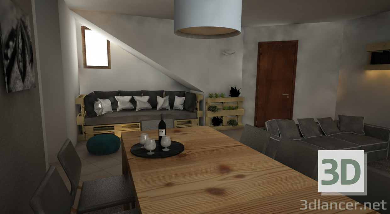 3d model living room - preview