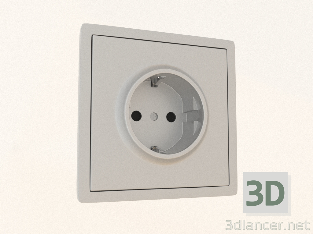 Modelo 3d Tomada com aterramento e venezianas Schuko (16A, 250V, em parafusos, alumínio, DA22026) R98 - preview