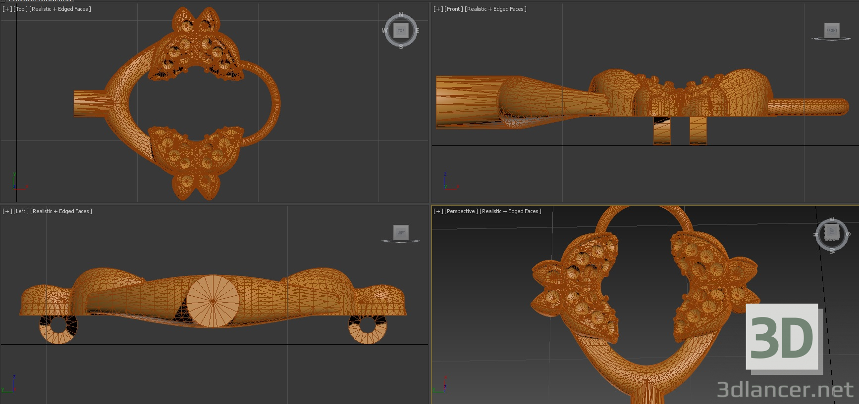 modello 3D di Orecchini a farfalla comprare - rendering