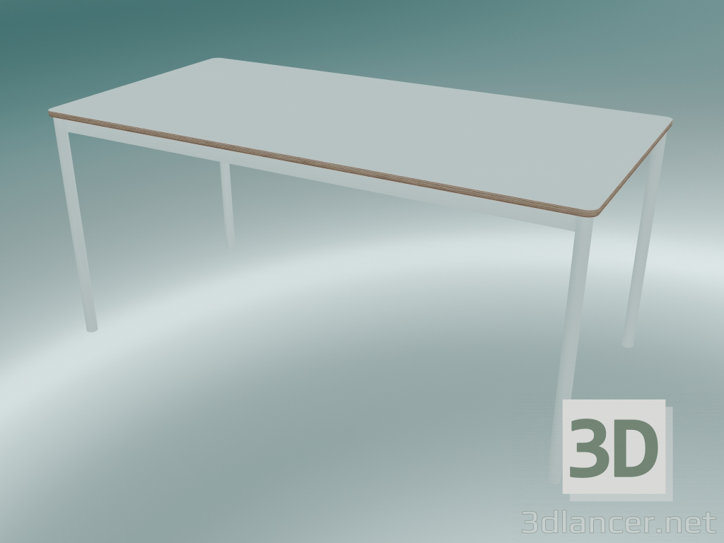 3D modeli Dikdörtgen masa Tabanı 160x80 cm (Beyaz, Kontrplak, Beyaz) - önizleme