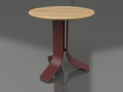 Mesa de centro Ø50 (Rojo vino, madera de Iroko)