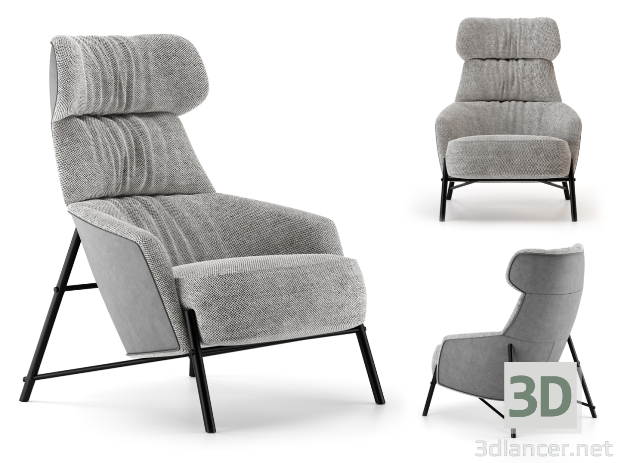 3d Hubert Armchair model buy - render