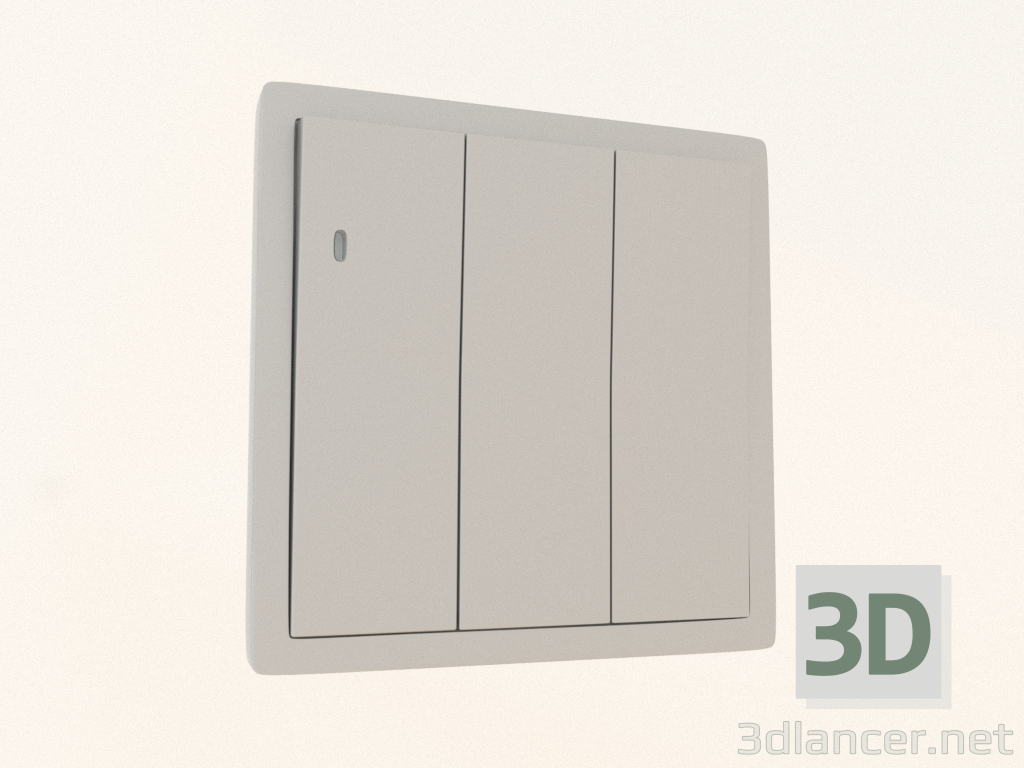 Modelo 3d Interruptor de 3 teclas com luz de fundo (10 A, 250 V, alumínio, DA28326) R98 - preview