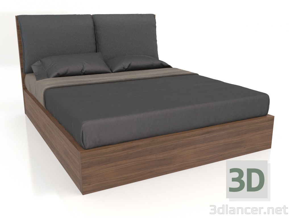 3d модель Ліжко, оздоблення шпон горіха F, штучна шкіра (171х211,6х111 см) – превью