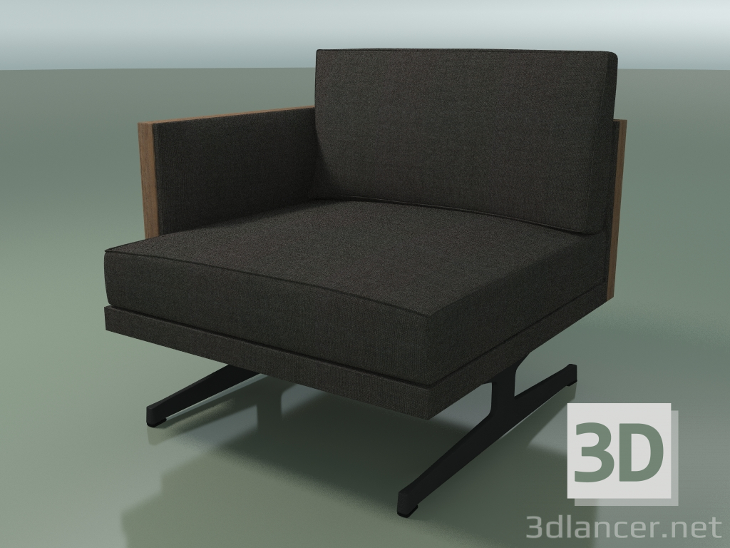 3d model End module 5214 (armrest on the right, H-legs, Walnut) - preview