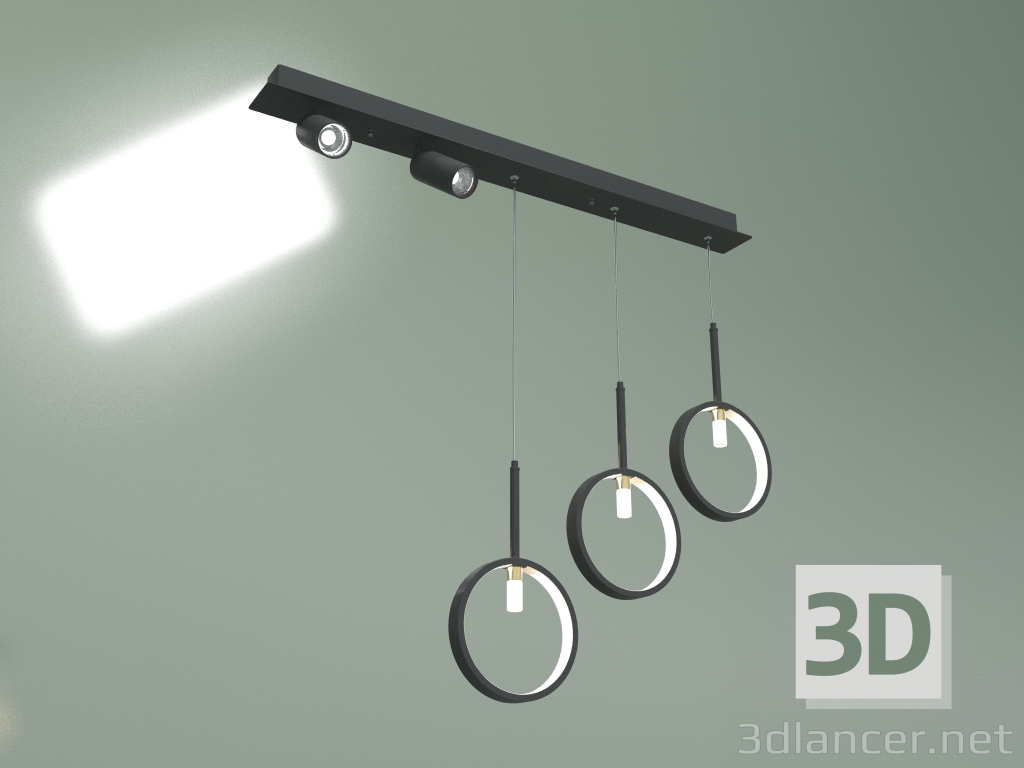 Modelo 3d Lâmpada LED suspensa Verge 90249-5 (preta) - preview