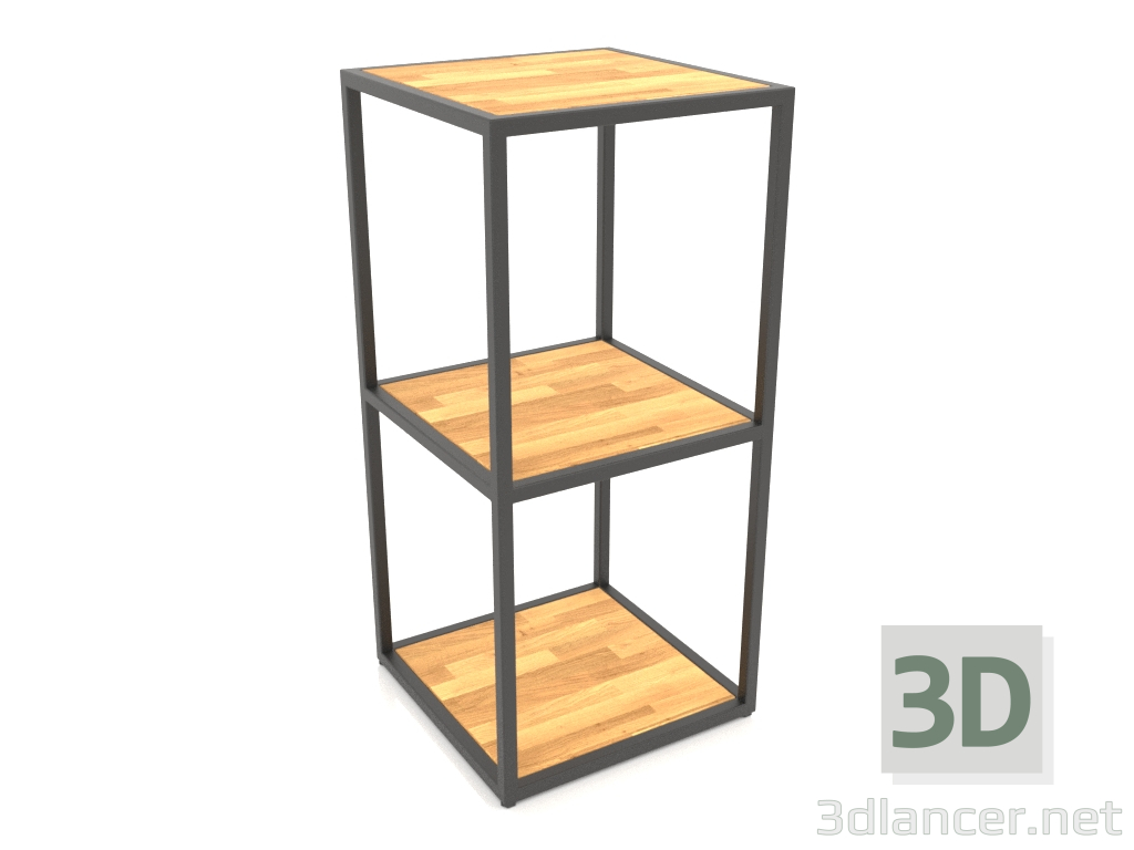 3D Modell Quadratisches Konsolenregal (HOLZ, 40x40x86, 3 Regale) - Vorschau