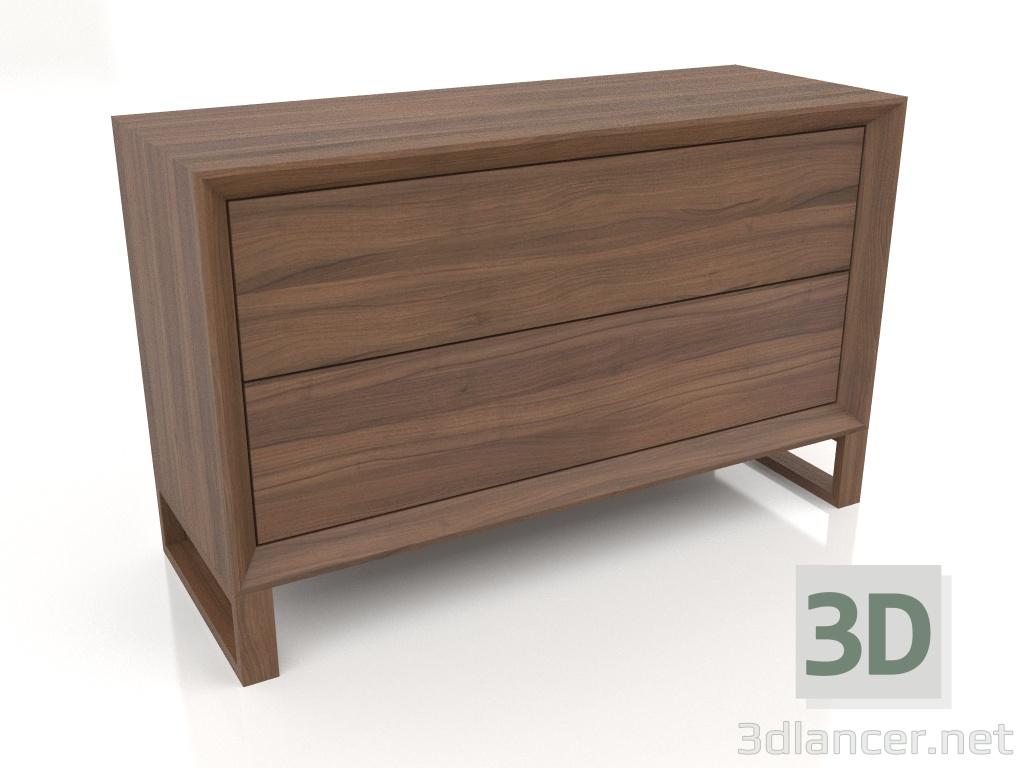 3d model Cómoda, acabado chapado en nogal F (119x45x75 cm) - vista previa