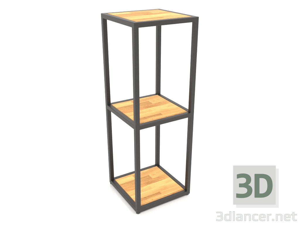 3D Modell Quadratisches Konsolenregal (HOLZ, 30x30x86, 3 Regale) - Vorschau