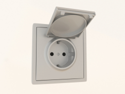 Socket with grounding and Schuko cover (16A, 250V, on screws, aluminum, DA45426) R98