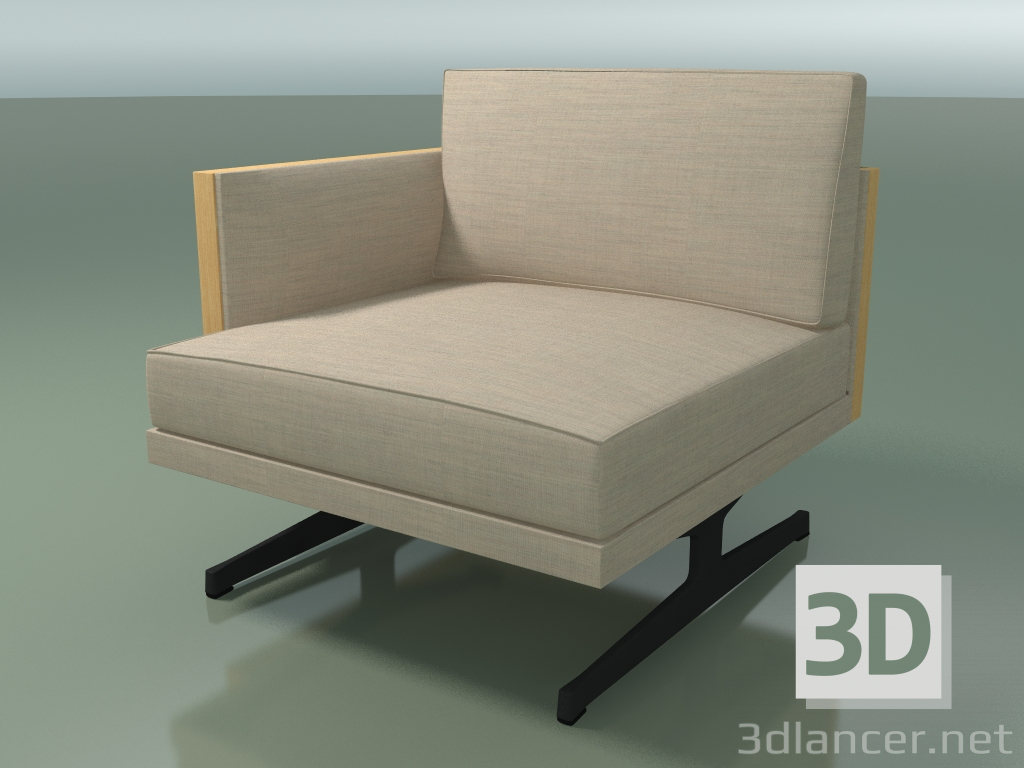 modello 3D Modulo terminale 5214 (bracciolo destro, gambe a H, rovere naturale) - anteprima