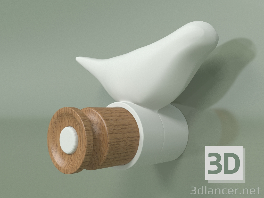 Modelo 3d Cabide de parede Bird (branco) - preview