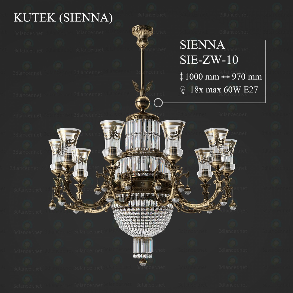 Modelo 3d Candelabro KUTEK SIENNA SIE-ZW-10 - preview