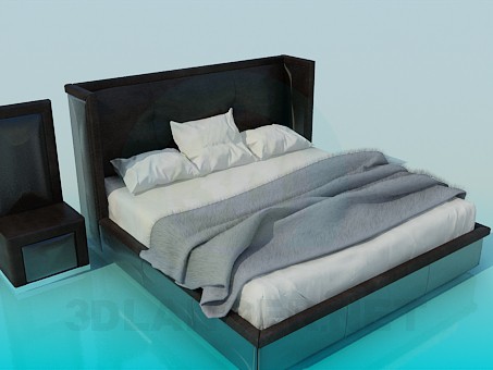 3D Modell Bett mit hohem Kopfteil - Vorschau