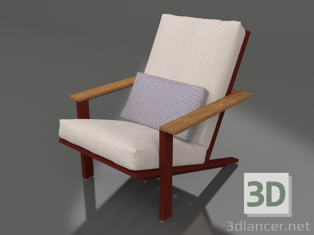 modèle 3D Fauteuil lounge club (Rouge vin) - preview