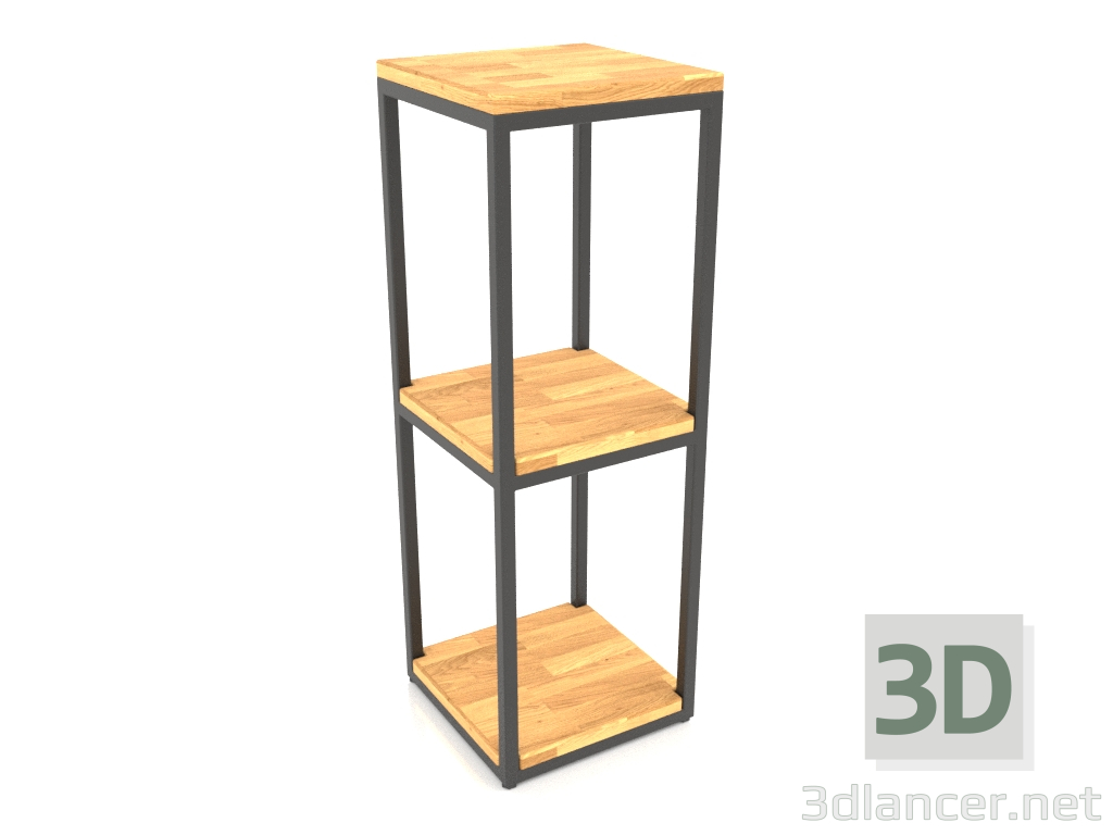 modello 3D Mensola-consolle quadrata (PAVIMENTO LEGNO, 30x30x86, 3 ripiani) - anteprima