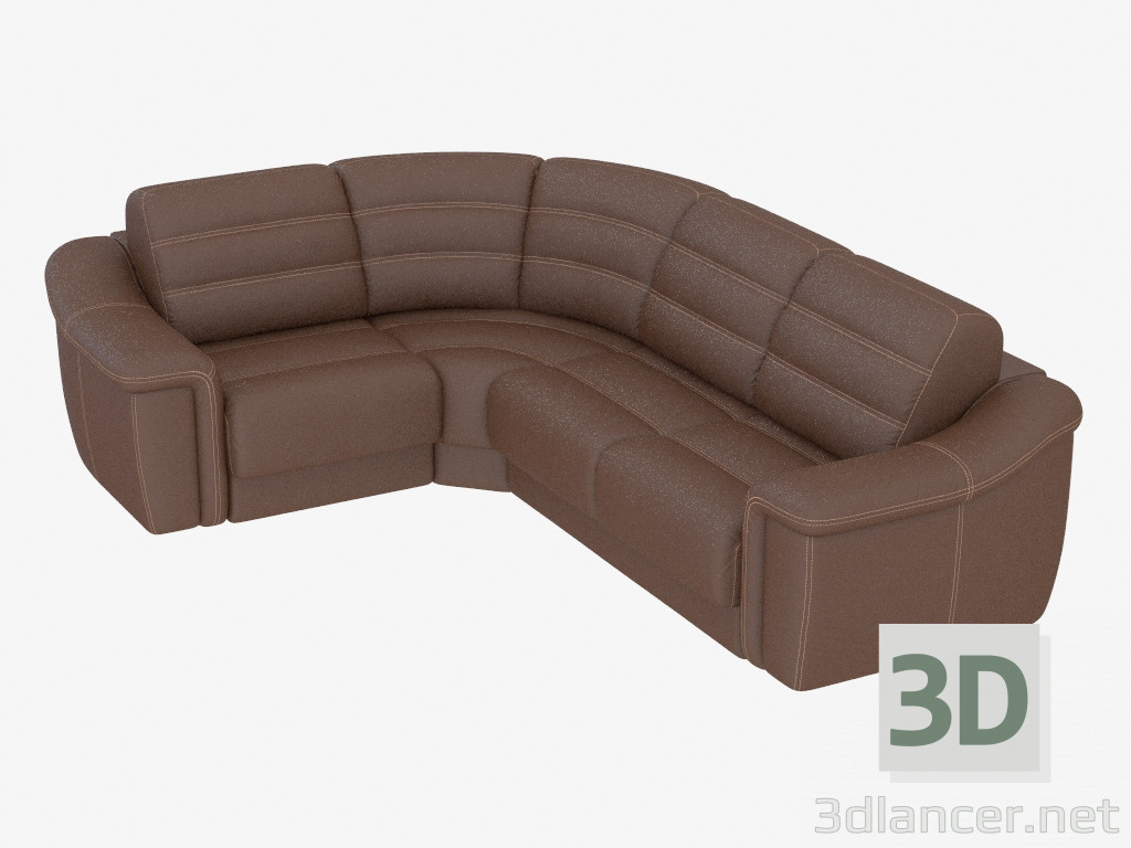 modèle 3D cuir d'angle convertible Canapé - preview