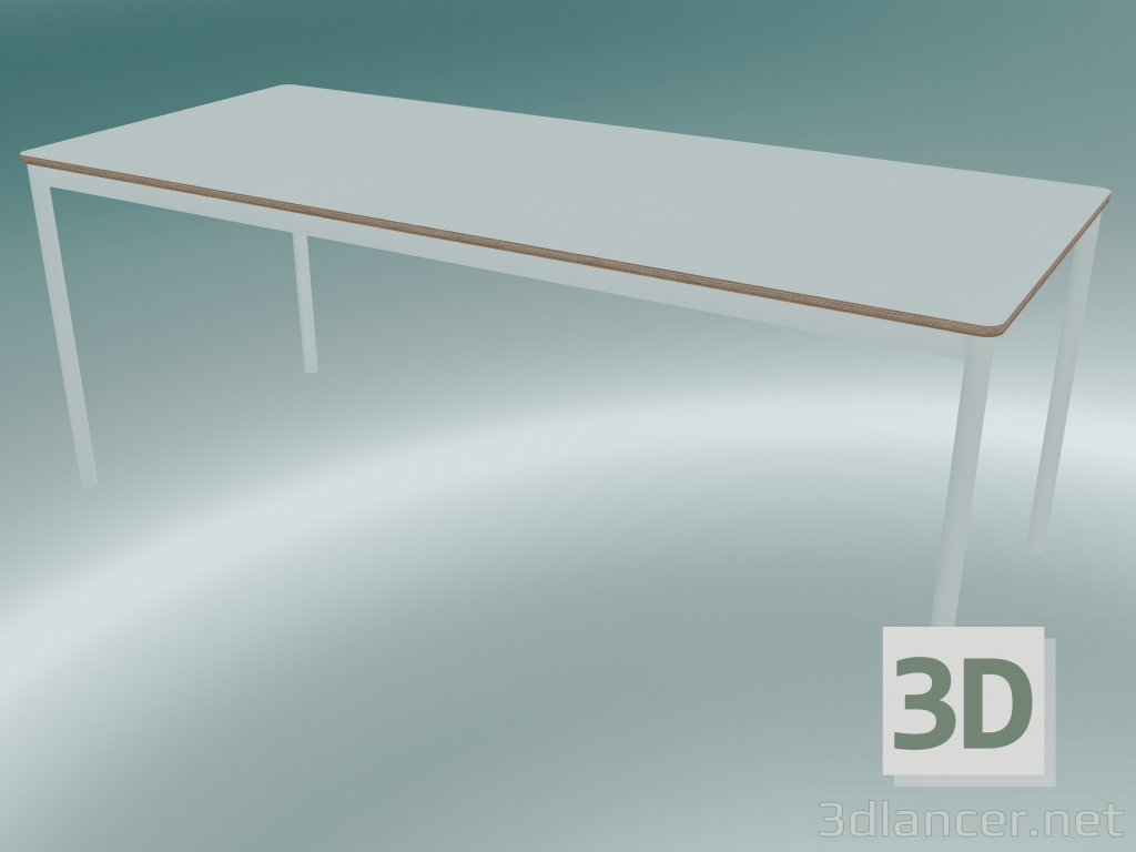 Modelo 3d Mesa retangular Base 190x80 cm (Branco, Contraplacado, Branco) - preview