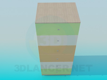 3d model High cabinet with drawers - preview