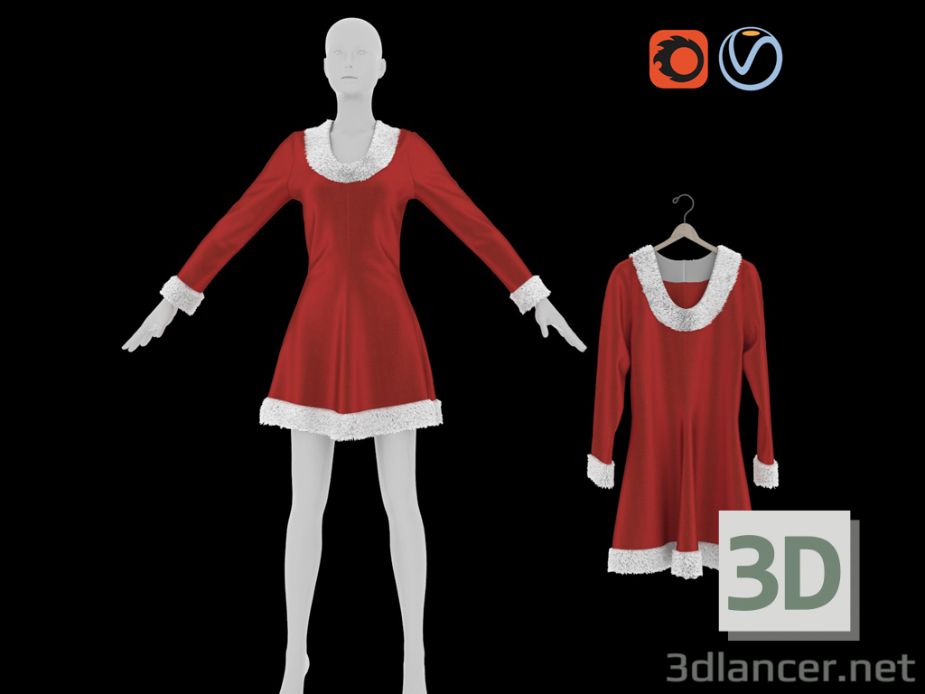 3d Christmas dress model buy - render