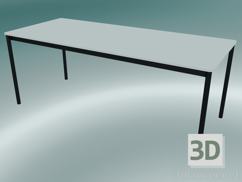 3d model Mesa rectangular Base 190x80 cm (Blanco, Negro) - vista previa