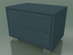 Bedside table with 2 drawers (51, Brushed Steel Feet, Lacquered Air Force Blue)