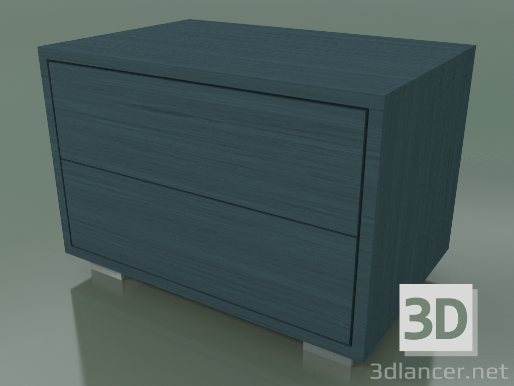 modello 3D Comodino con 2 cassetti (51, piedini in acciaio spazzolato, Air Force Blue laccato) - anteprima