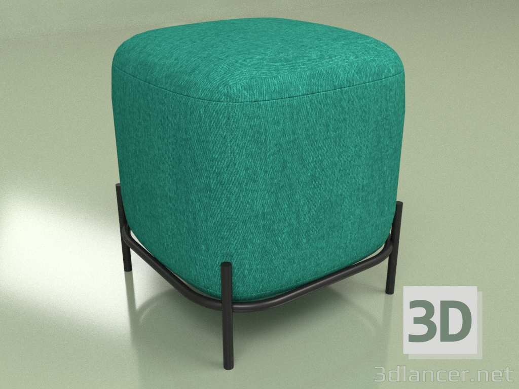 modello 3D Pouf quadrato Pawai (verde) - anteprima